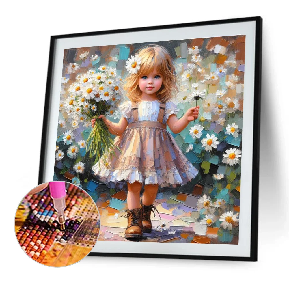 Diamond Painting - Full Round Drill - Flower Girl(Canvas|40*40cm)