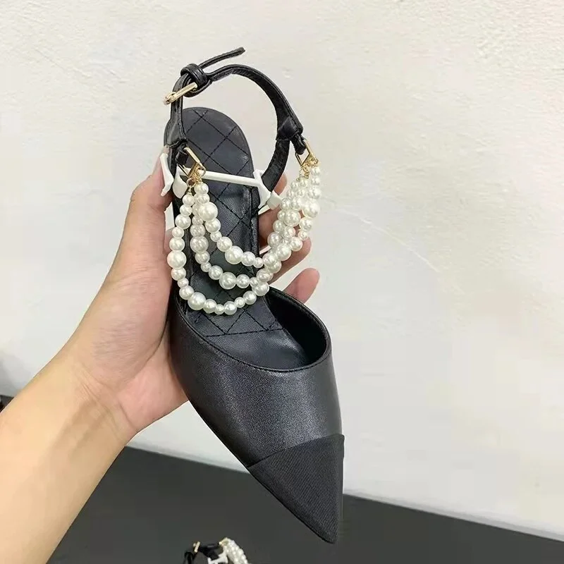 Cartoonh style Fashion beaded Mary Janes Women Sandals Elegant High heels Summer Slingbacks Pumps Sandals Lady Party Prom Shoes