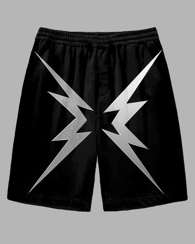 Men's Big & Tall Street Fashion Simple Symmetrical Lightning Printed Casual Sporty Shorts