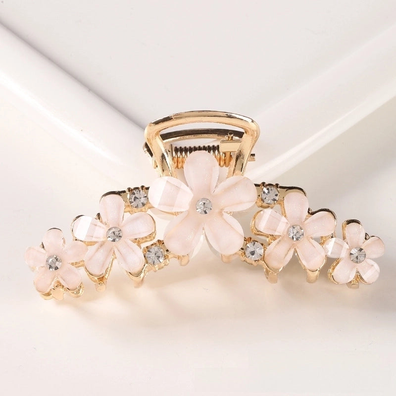 Korean Style Hair Accessories Crystal Ingot Hair Grasp Alloy Electroplated Hairpin Hairpin Hairpin Internet Celebrity Elegant Flower Girl Grasp Clip