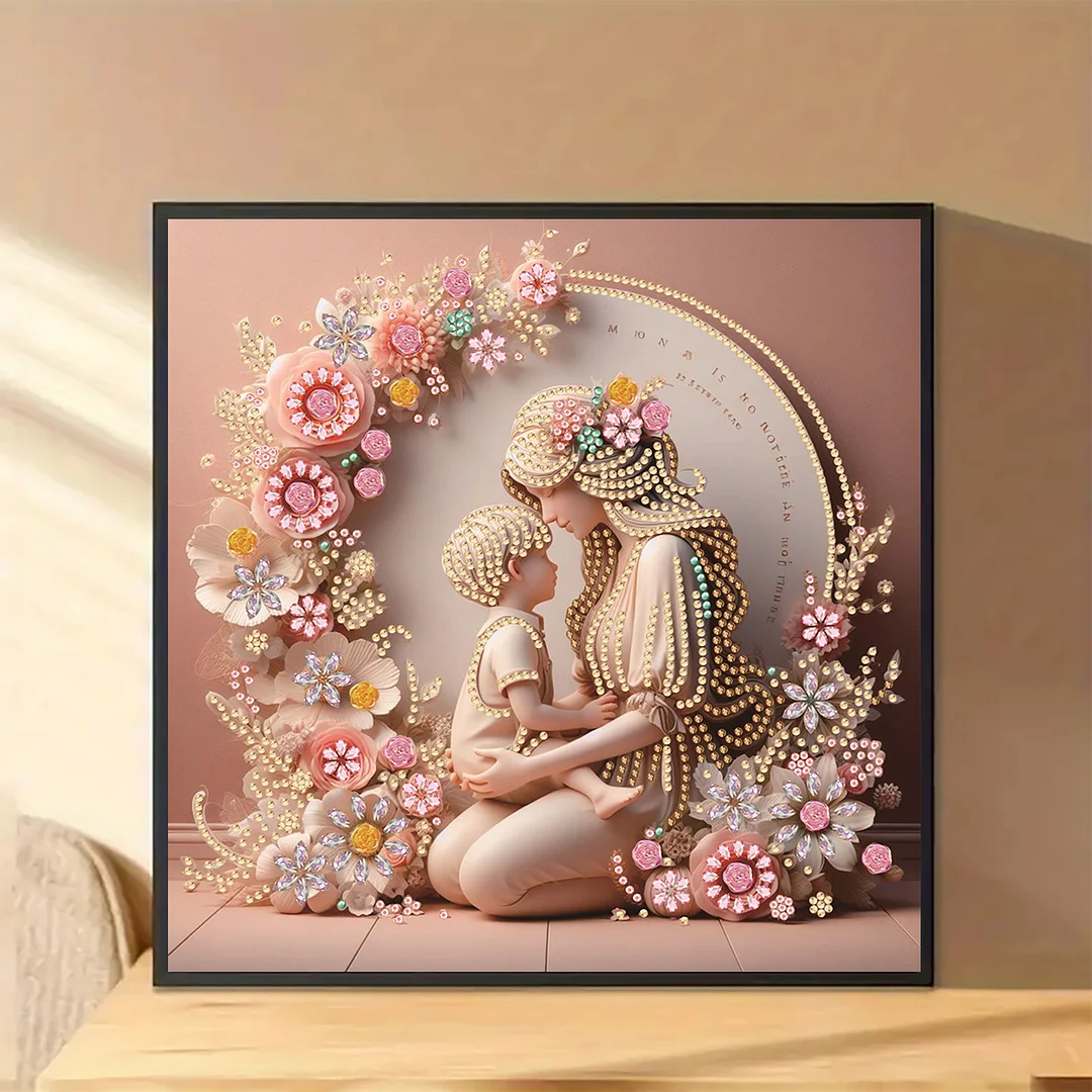 Diamond Painting - Partial Special Shaped Drill - Mother Son Warmth(Canvas|30x30cm)