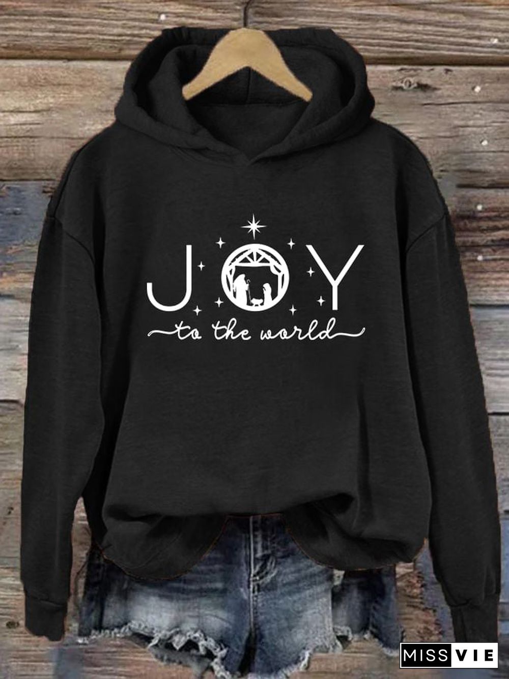 Women's Joy To The World Printed Hoodie