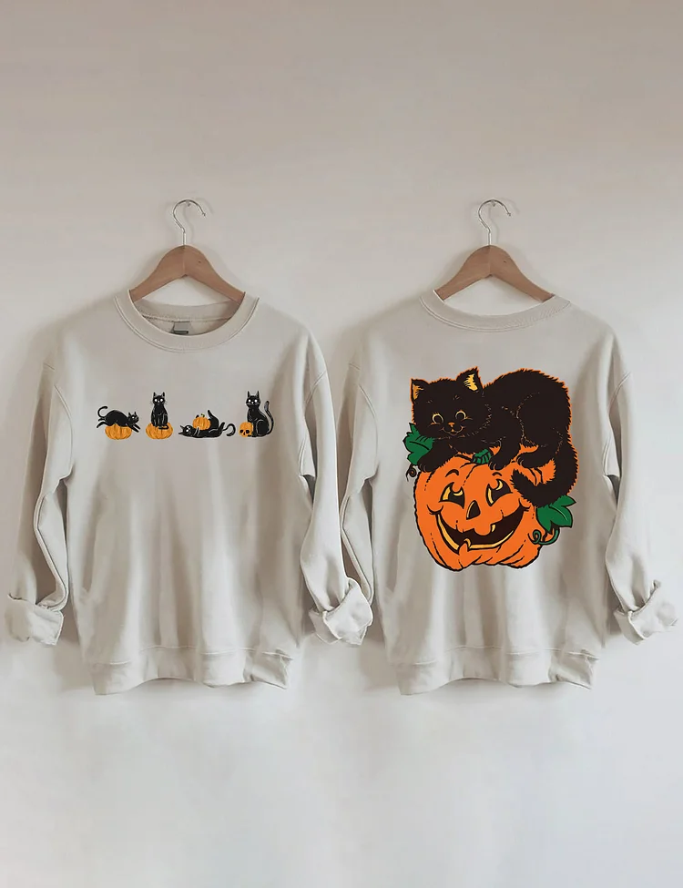 Halloween Pumpkin And Cats Sweatshirt socialshop