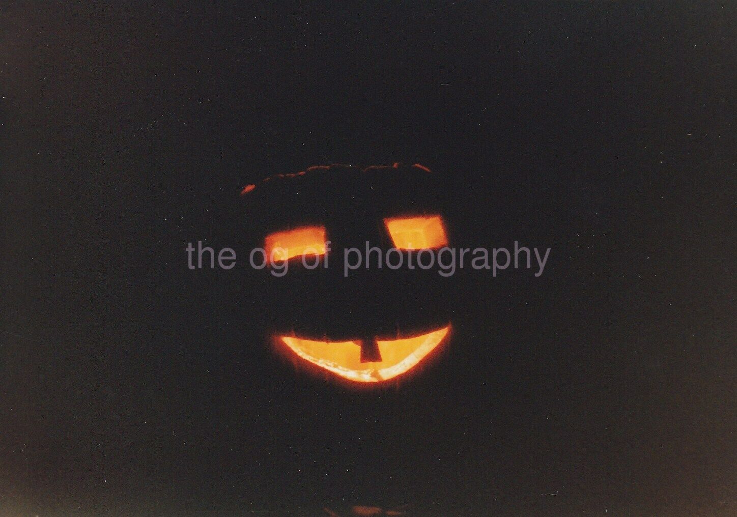 Jack O’ Lantern FOUND Photo Poster painting ColorOriginal SPOOKY PUMPKIN 94 7 V