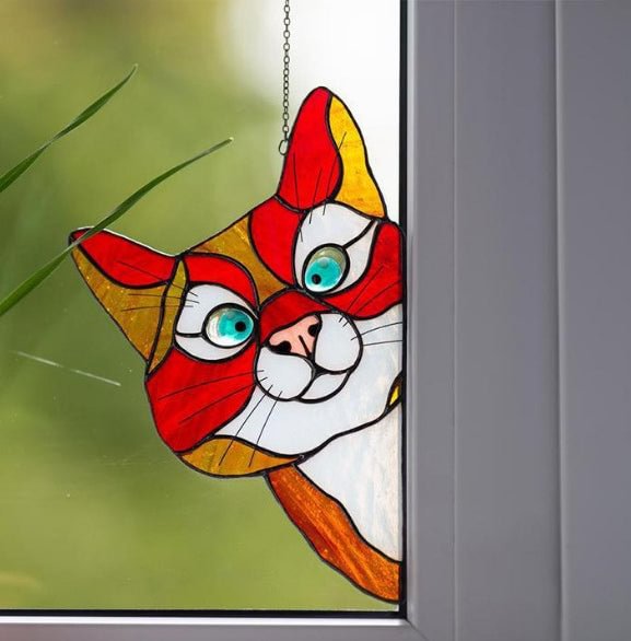 💖Stained Glass Cat Window Hanger🐱