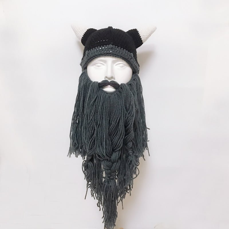 Funny Cosplay Knitted Viking Beard headwear Cute Halloween Mask-elleschic