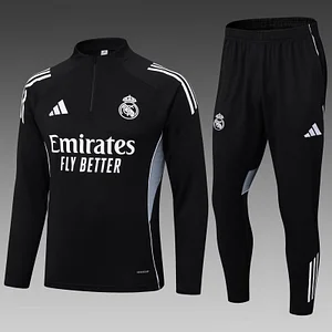 2025/2026 Real Madrid Half-Pull Training Suit Black Football Shirt 1:1 Thai Quality Set