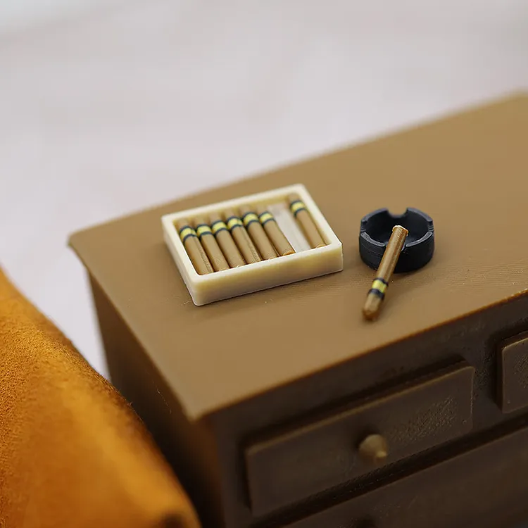Cigarette Box & 8 Cigars & Ashtray Set