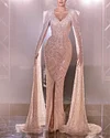Women's Shawl Slit Sequined Evening Dress