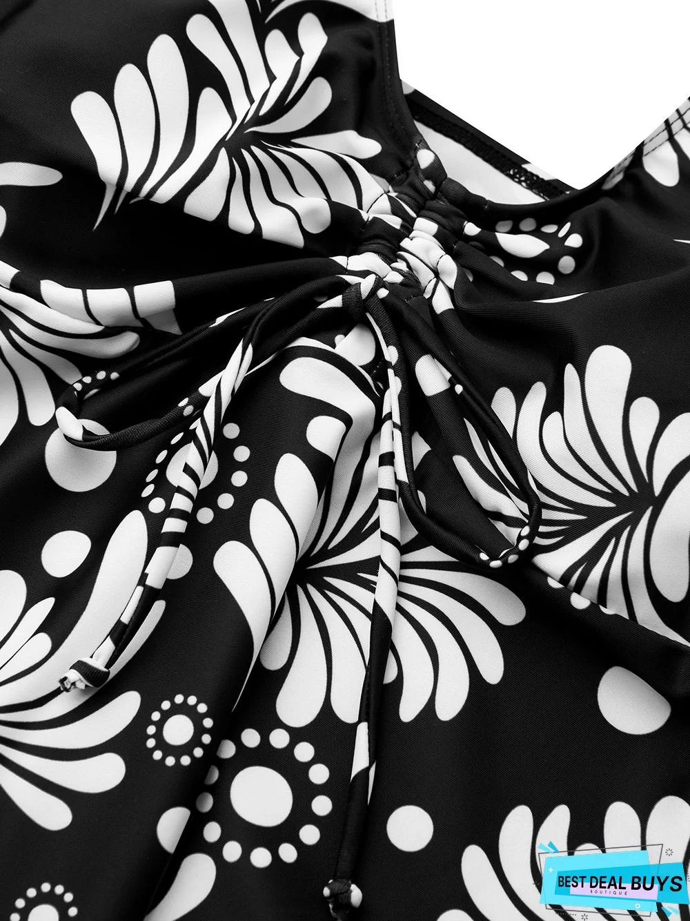 Vacation Printing Floral Scoop Neck Tankinis Two-Piece Set