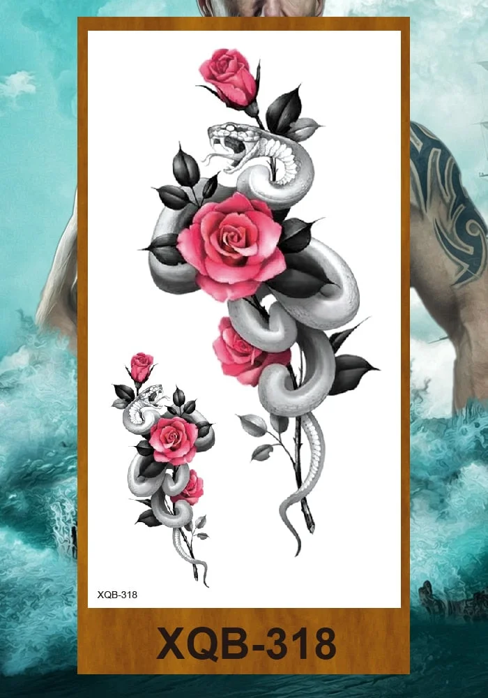 Temporary Tattoos Stickers Woman Arm Neck Chest Fake Necklace Tattos Girl Flower Cute Pussy Cat Body Makeup Waterproof Serpenti