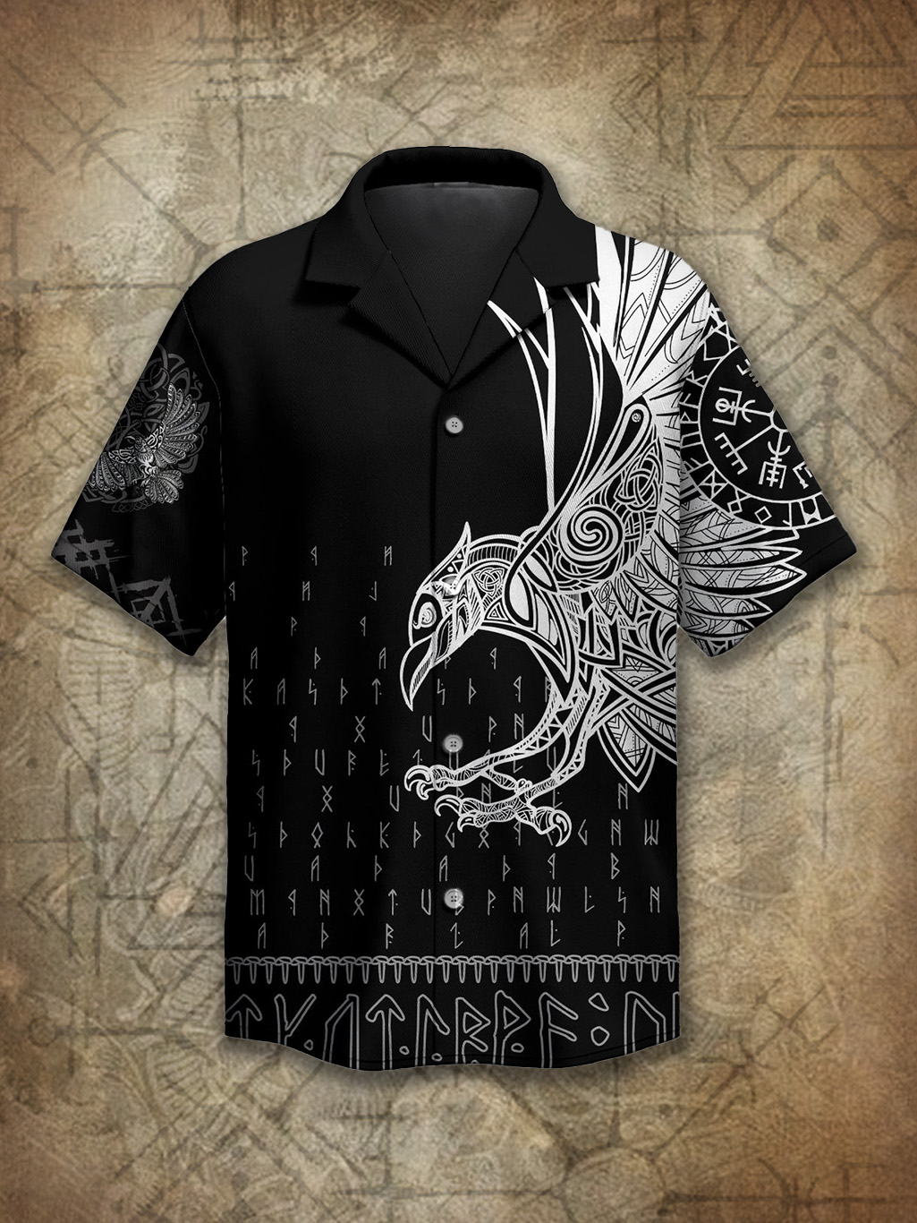 Viking Runes Of Wisdom Raven Totem Spirit Power Heritage Hawaiian Shirt / Rvogue / Rvogue