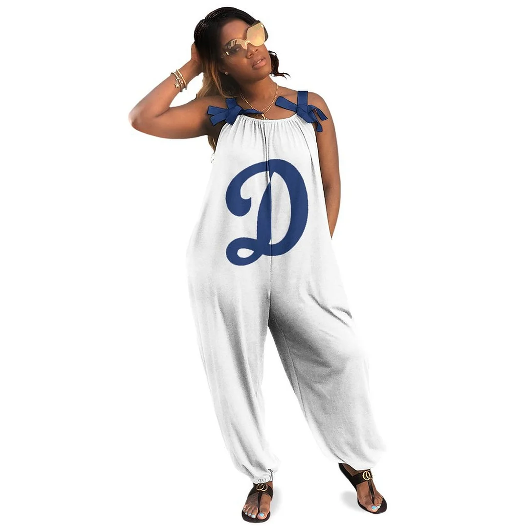 Women Plus Size Jumpsuits Loose Casual Print Retro Strappy Jumpsuit in Pattern,Blue,Red,