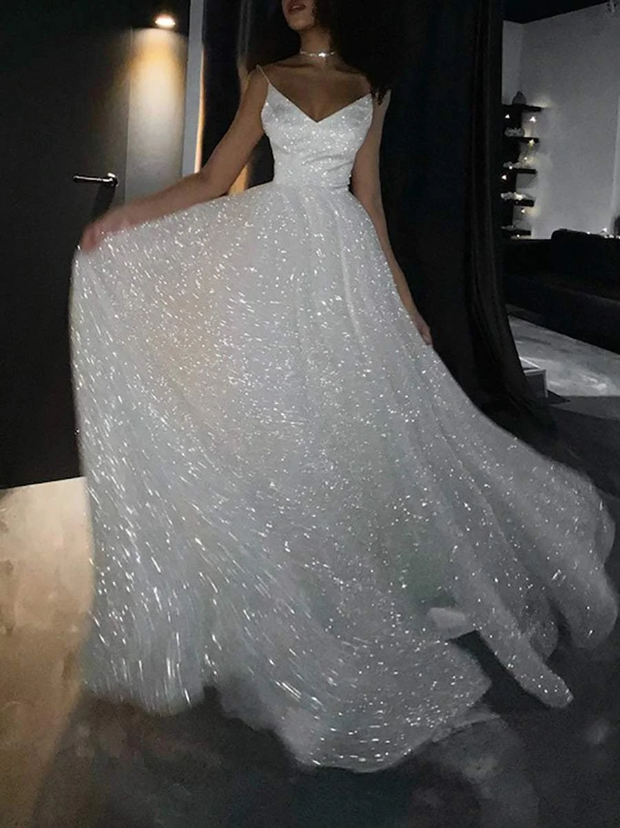 Deep v neckline Open back dress