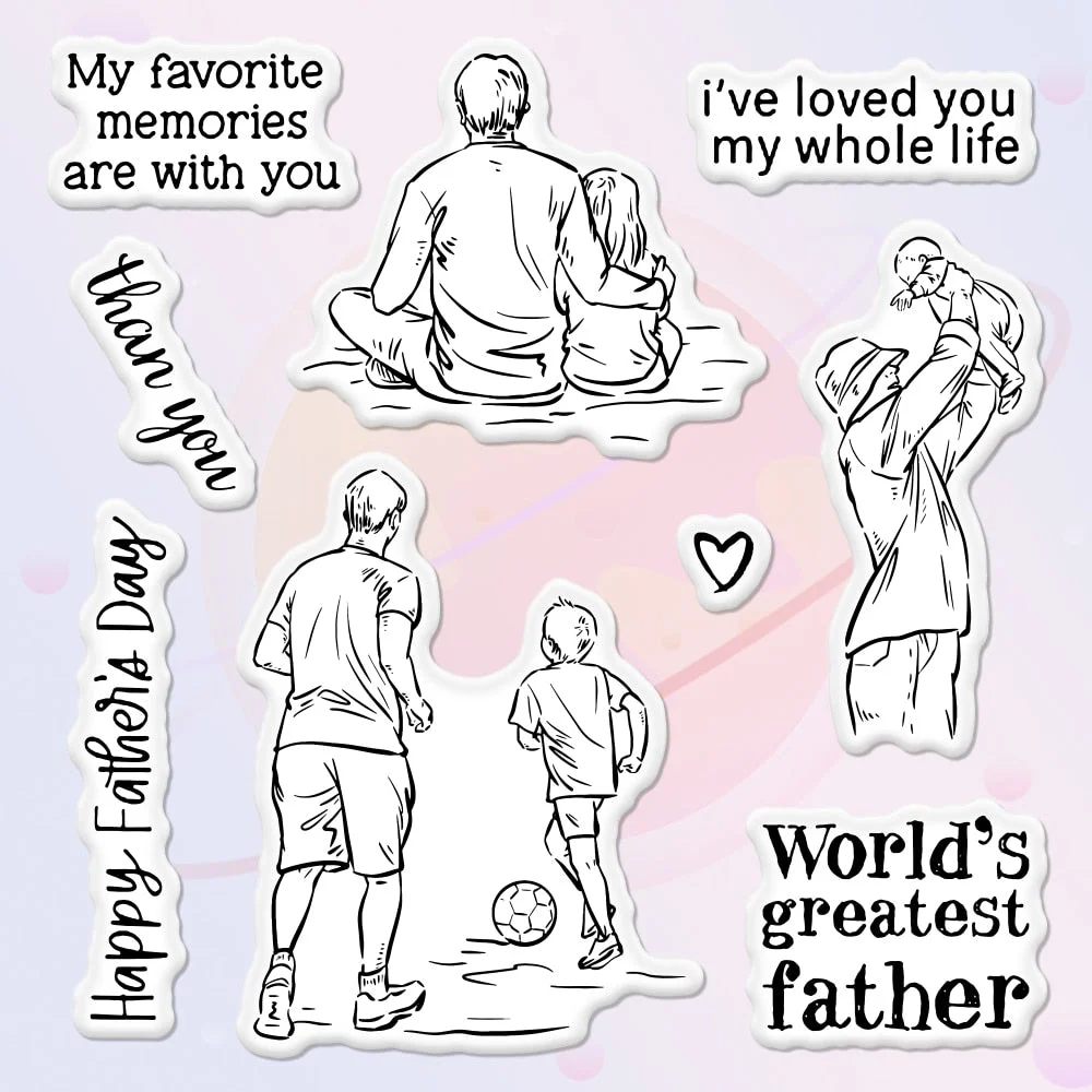 Father's Day Cutting Dies Clear Stamp Love Gifts Father Kids Football DIY Scrapbooking Stencil For Decor Dies Stamps For Cards