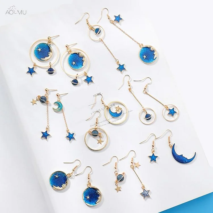 Asymmetric Round Planet Earrings