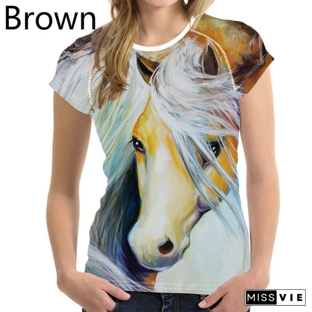 Crazy Horse T-shirts for Women Tees Shirt Harajuku Trendy Tops Tshirts Ladies Short Sleeve Tees Slim T-shirt