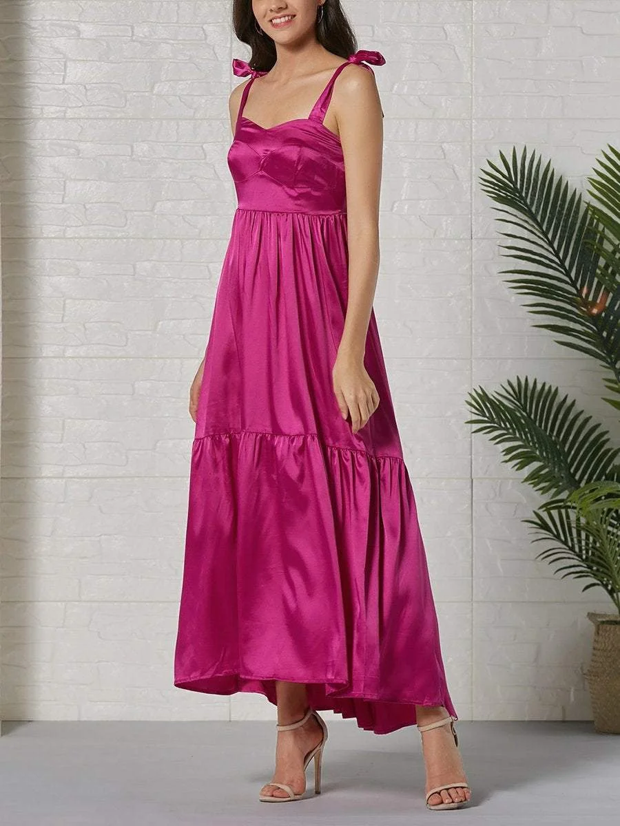 Elegant Solid Satin Slip Dress