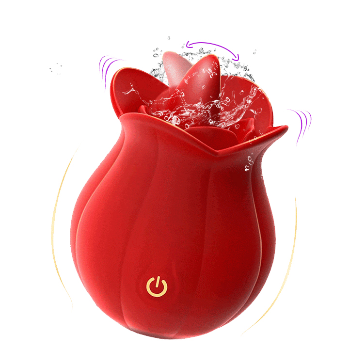10 Speeds Rose Clitoral Stimulator With Licking Vibrator - Rose Toy
