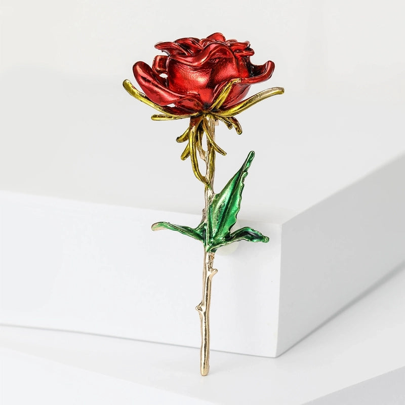 Elegant Vintage Style Pin Rose Alloy Enamel Women’s Brooches