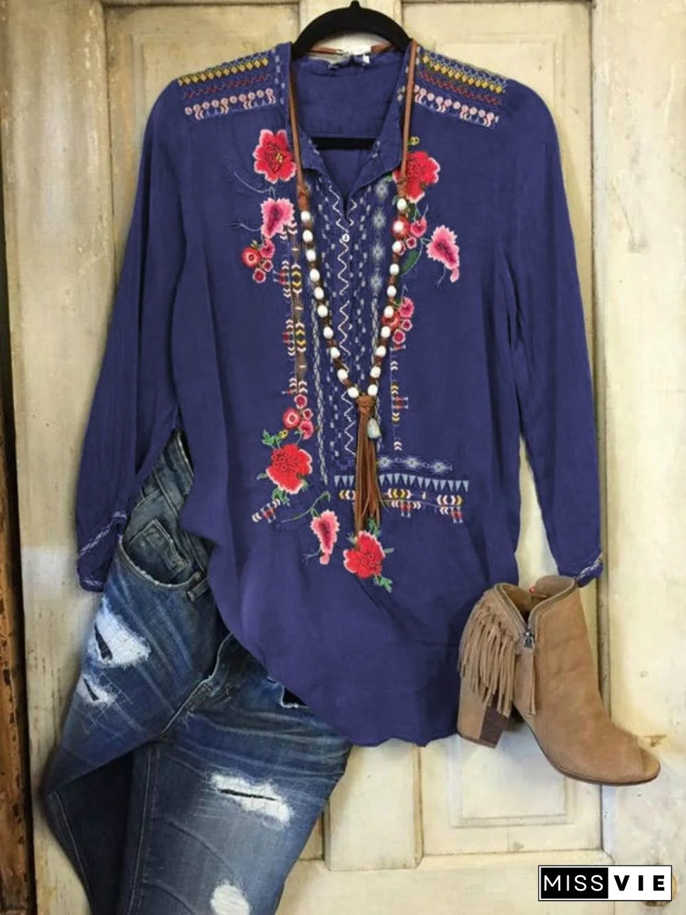 Women Floral Shift Casual Shirts & Tops