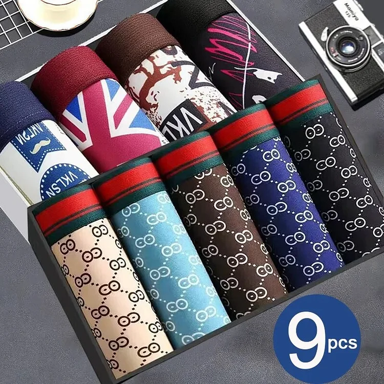 Wlkwo 9pcs/lot Men Boxer Shorts for Men Underwear Comfortable Breathable Panties Male Underpants Sexy Homme Boxershorts Box Plus Size
