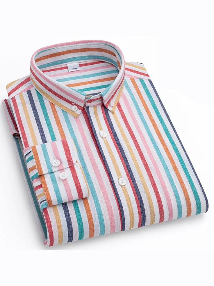 Men'S Retro Business Striped Shirt 