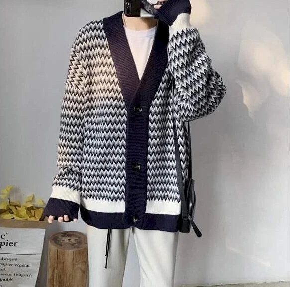Sweater Men 2020 Autumn Korean Version Of The Trend Cardigan Hong Kong Style Loose Casual Wild Student Striped Jacket Male