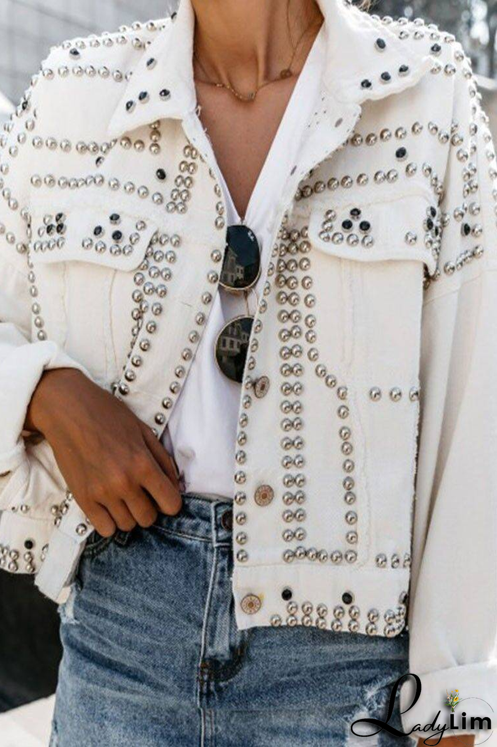 Denim Rivet Motorcycle Jacket