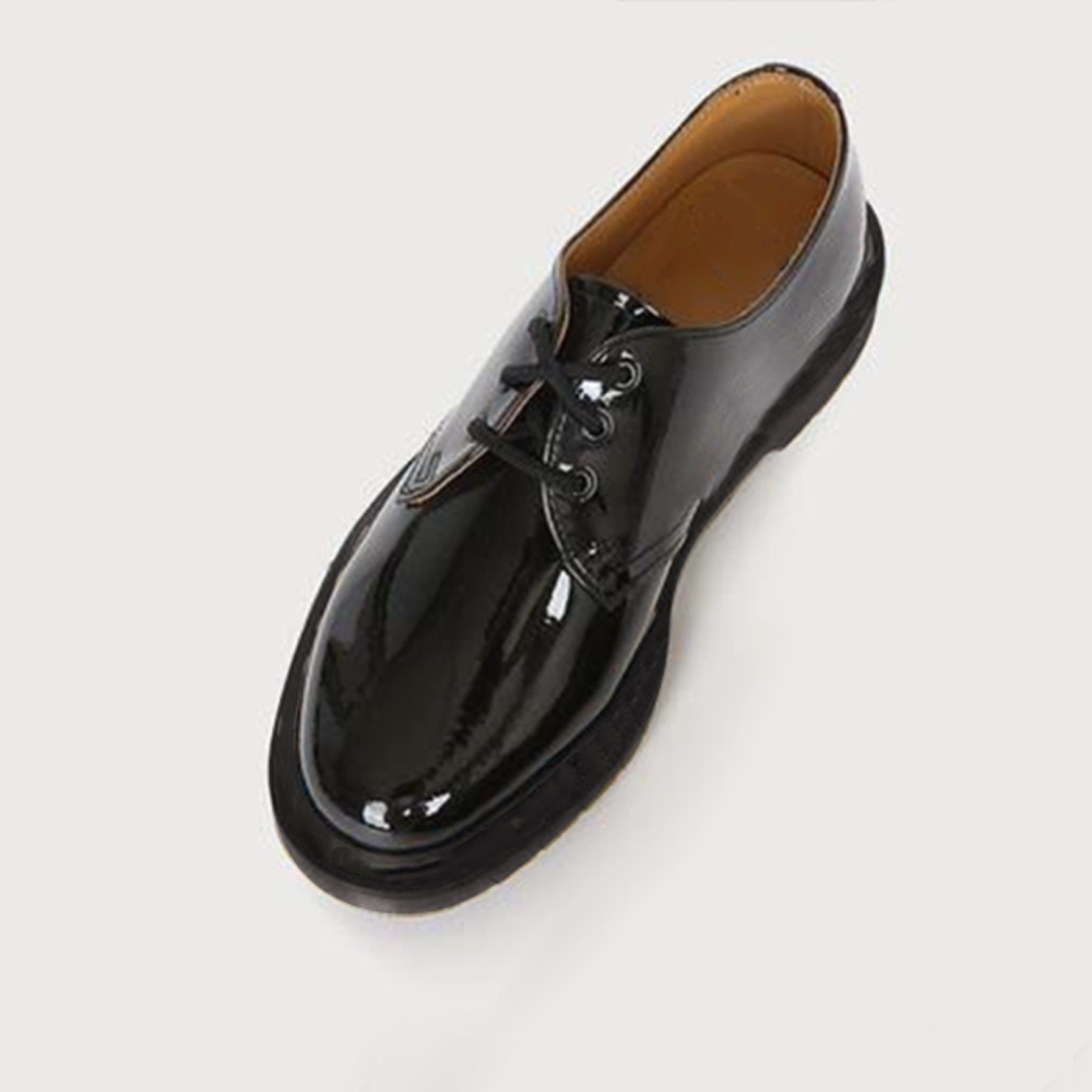 Full Black Patent Leatehr Oxford Shoes Low Chunky Minimalist Oxfords Nicepairs