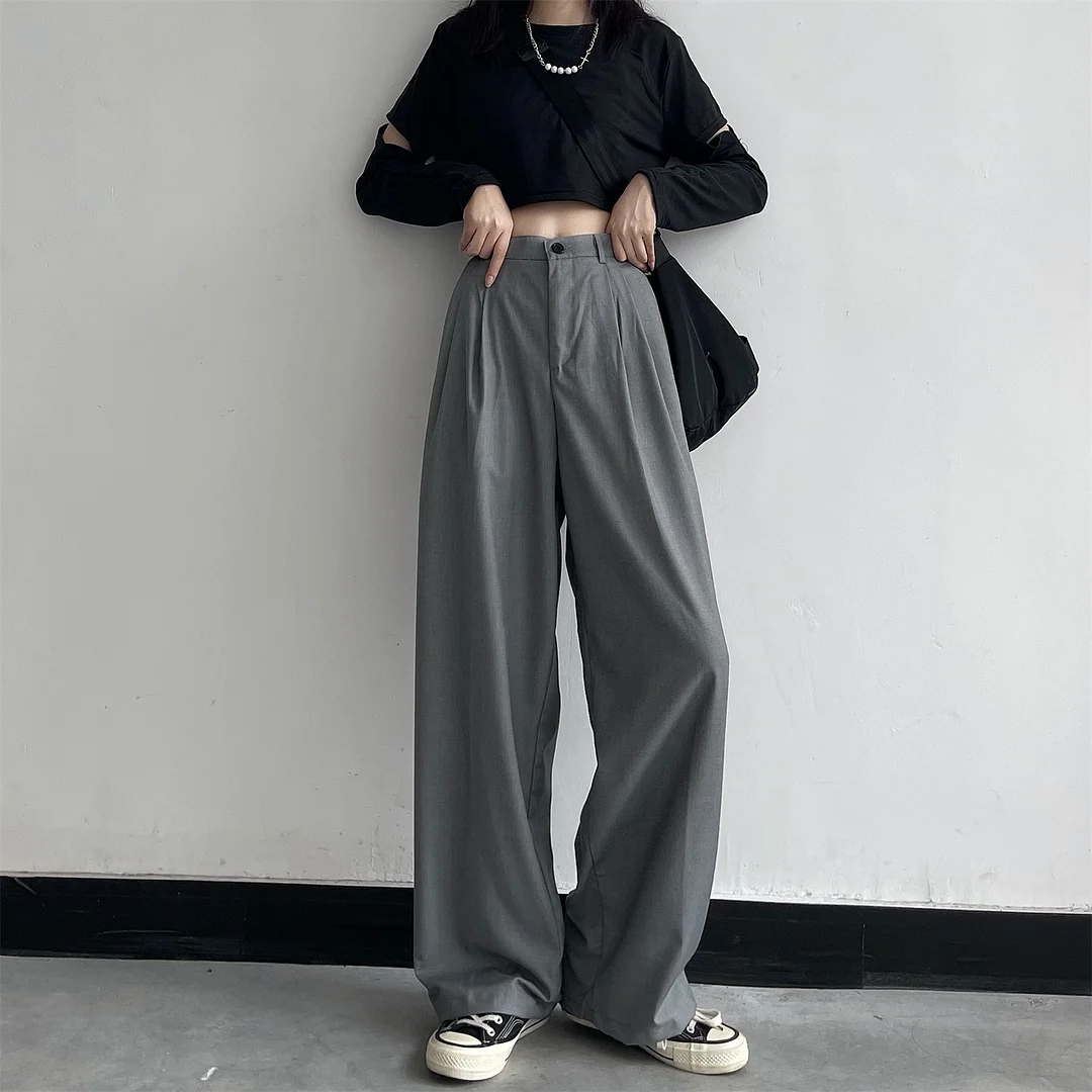 RETRO HIGH WAIST WIDE LEG SUIT PANTS