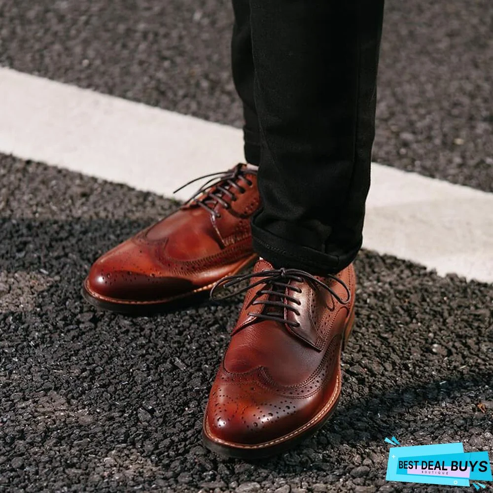 Men's Business Cow Leather Brogue Shoes