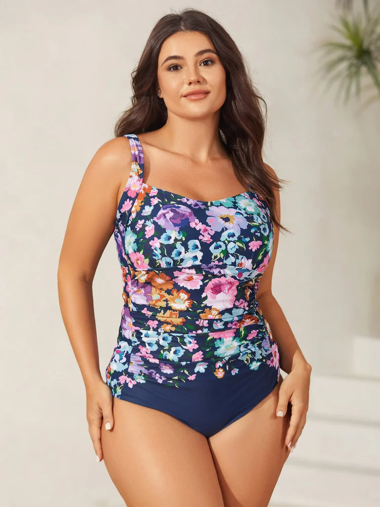 Floral Fun Ruched One-Piece Swimsuit