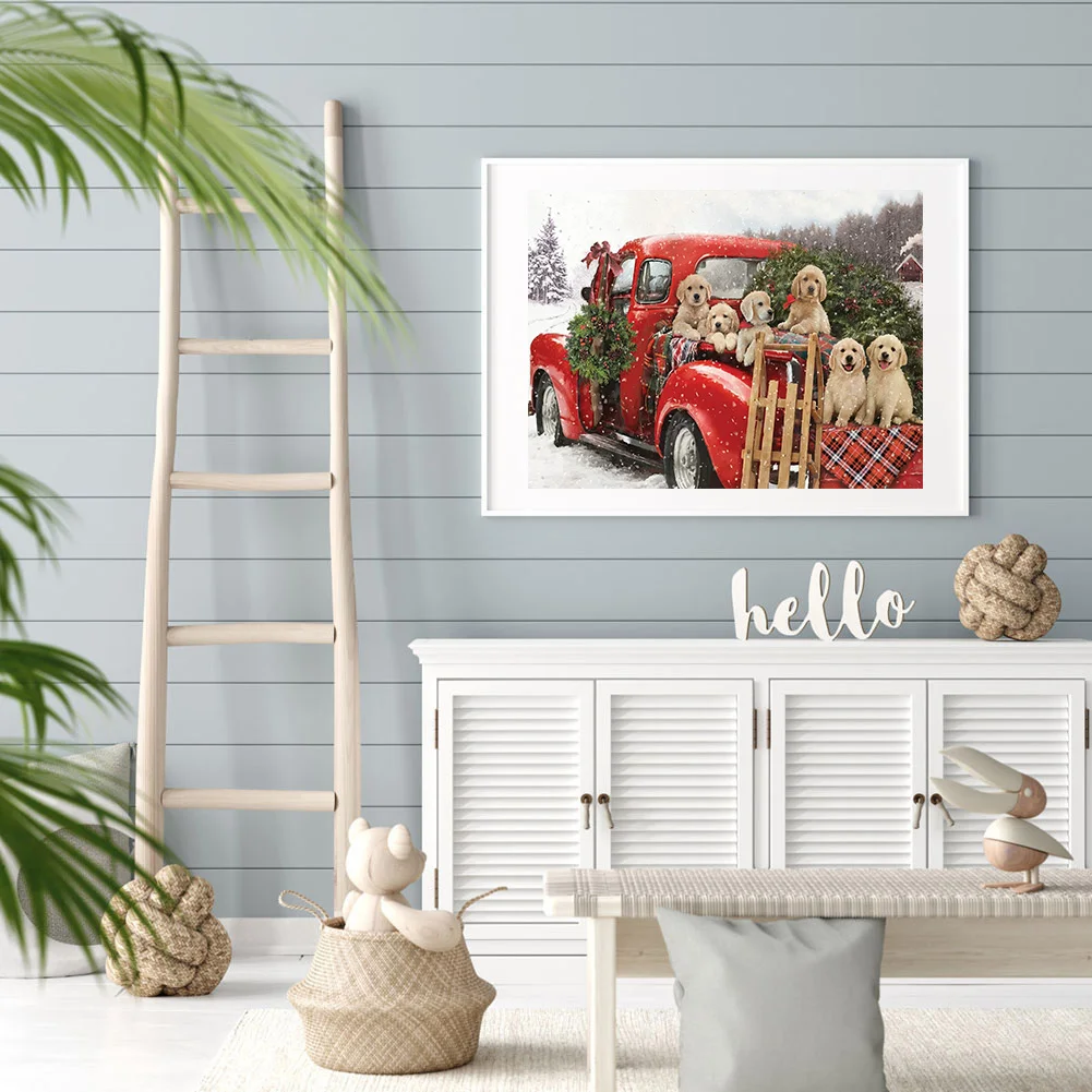 Diamond Painting - Full Round Drill - Christmas Dog