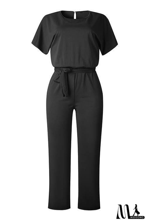 MidiSono - Short Sleeve Knot Jumpsuit