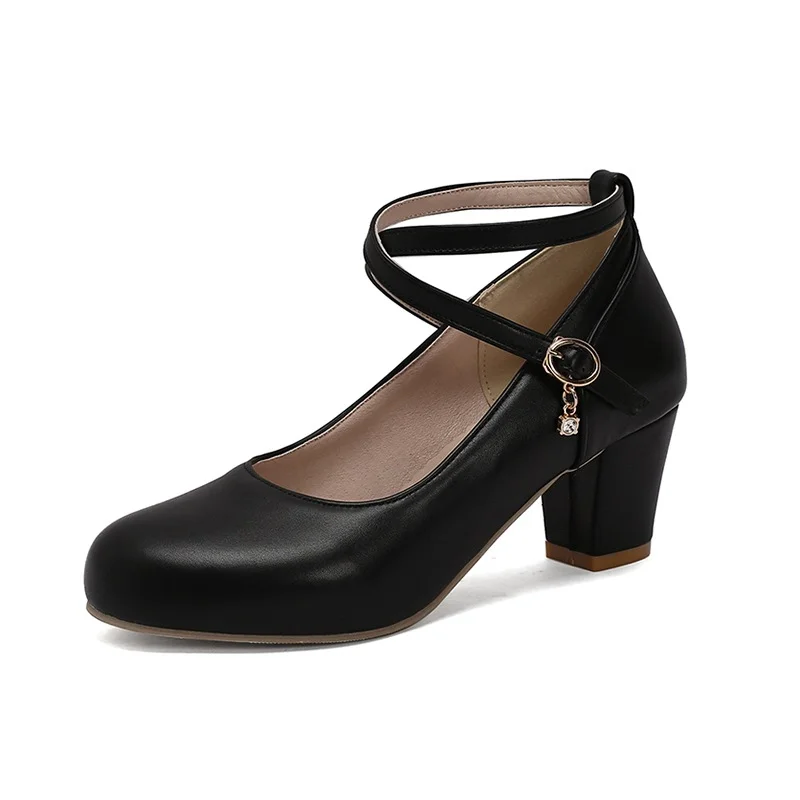 Qengg Qengg Size Shoes Spring And Autumn New Single Shoes Thick Heel High Heels Mary Jane Shoes Work Shoes Large Size Women's Shoes