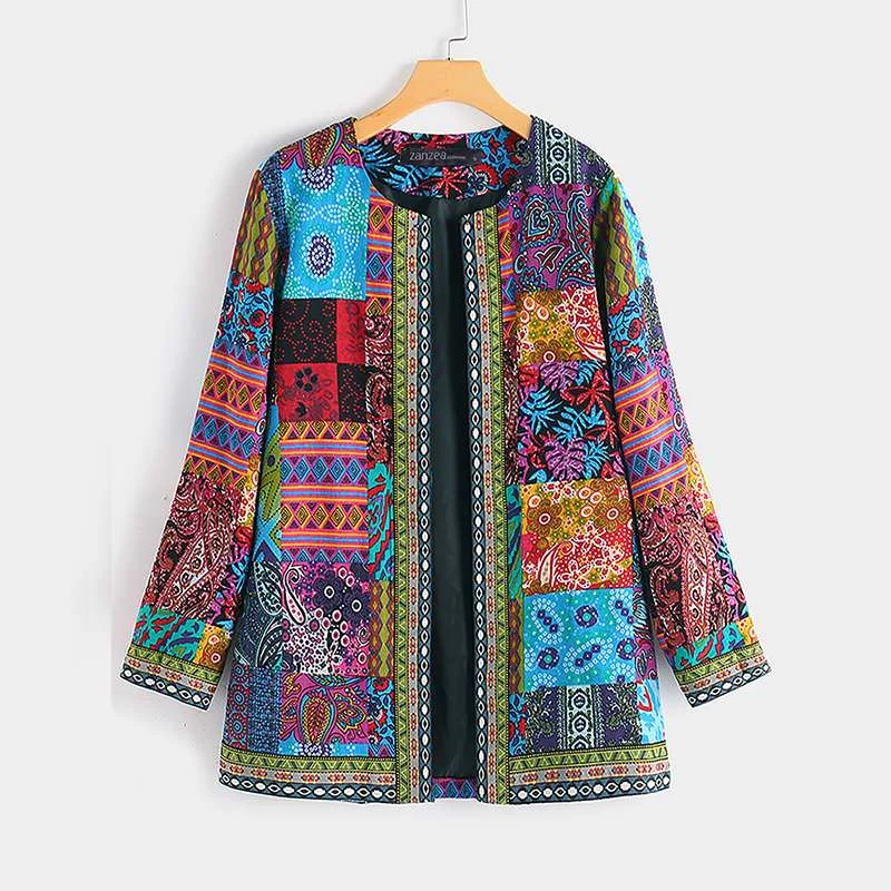 Jangj ZANZEA Ethnic Printed Cardigan Thin Coats Women's Jackets 2022 Casual Long Sleeve Blusas Coats Open Stich Overcoats Oversized