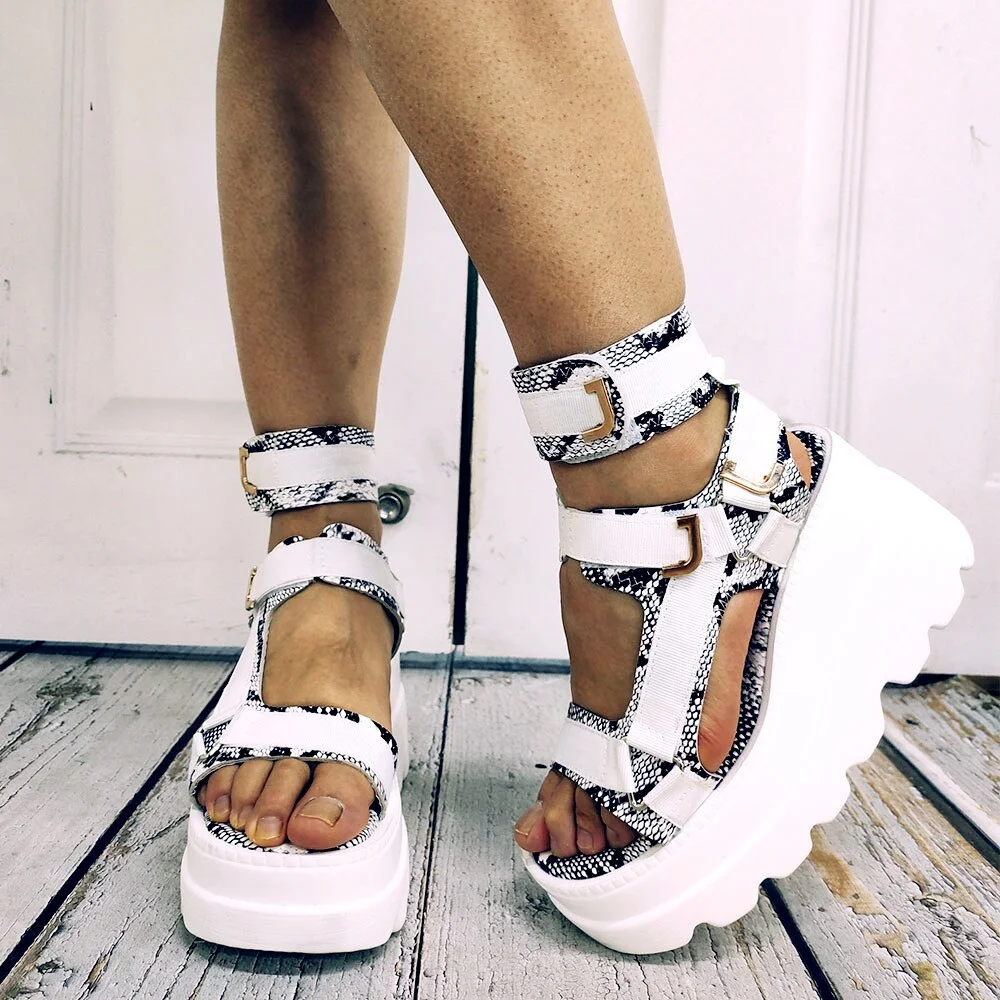 2021 Cool Gothic Style Brand New Cosy Summer High Heels Wedges Sandals Women Casual Platform Shoes Big Size 43