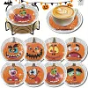 8pcs DIY Diamond Painting Coaster Kit With Holder - Pumpkin