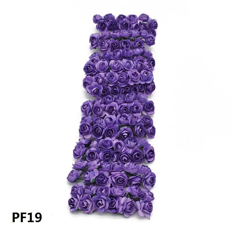72Pcs/lot 2CM Multicolor Paper Artificial Flowers Mini Rose Flower Head Wedding Bouquet Scrapbooking Party Home Decoration