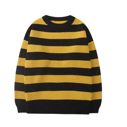 Autumn Sweater Women Pullovers Knit Casual Striped Pullovers Jumper Warm Teen Gril Streetwear Knitwear Sueters De Mujer