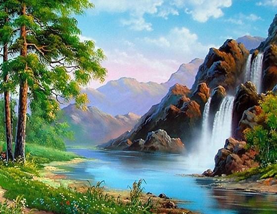 

Beautiful Waterfall – Paint By Numbers - 40*50CM, 501 Original