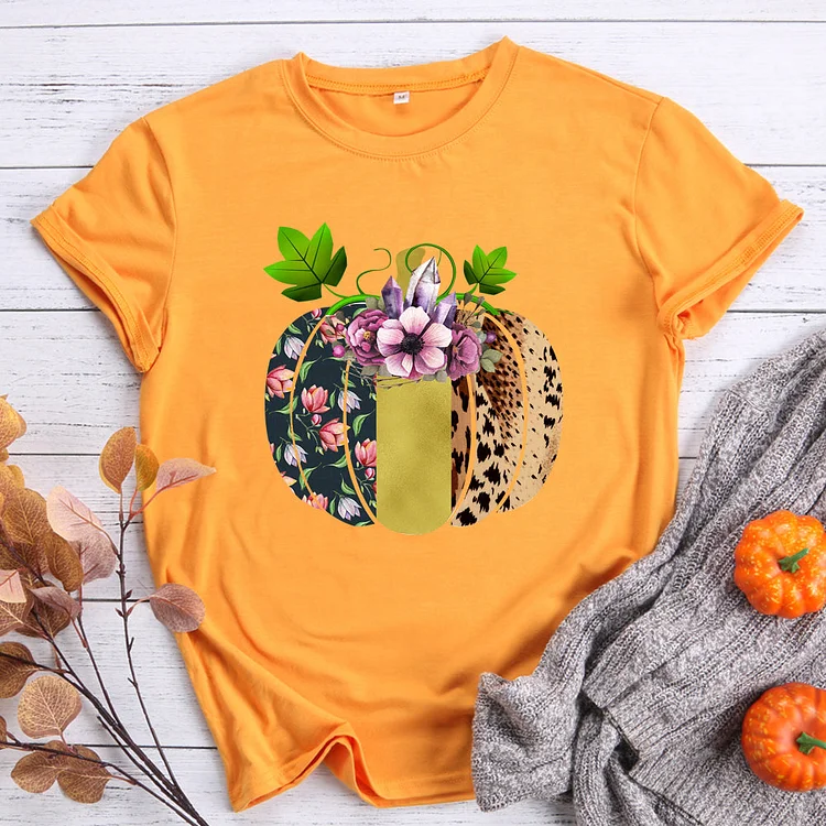 Floral  Pumpkin T-shirt Tee -613271