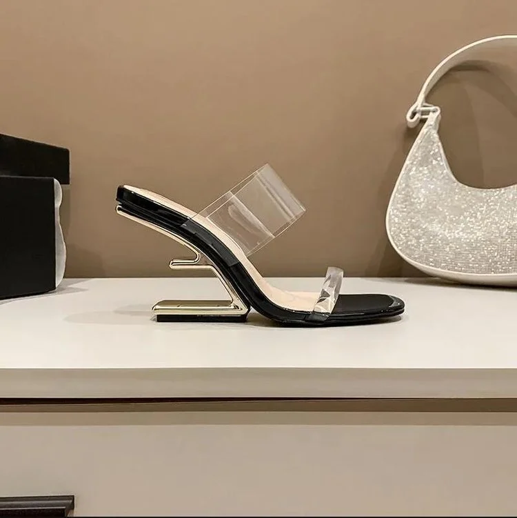 Yyvonne New High-Hed Cool Slippers Women Fashion Sexy Toe Transparent With Alien And Personalized Lady Slippers