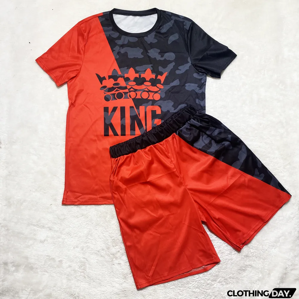 Men's Printed T Shirt And Shorts 2 Piece Sets