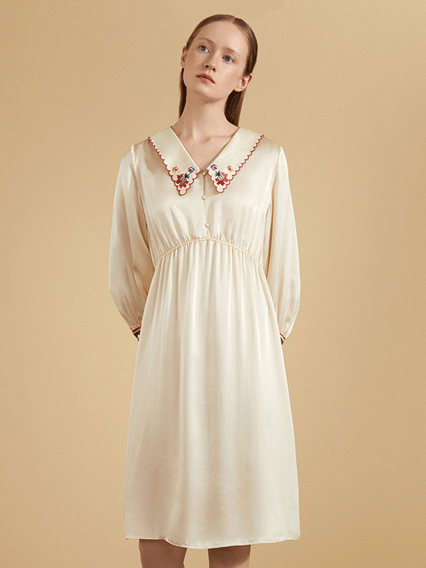 Robe en soie à imprimé floral de l'Europe de l'Est-Soie Plus