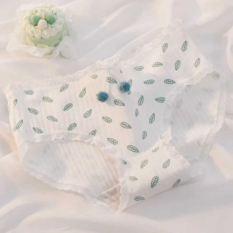 M-XL Women's Cotton Underwear Panties Girl's Comfort Lovely Briefs Mid Waist Seamless Floral Underpants Female Lingerie