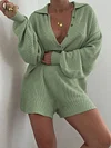 Knitted Cotton Long Sleeves Short Pants Jumpsuits