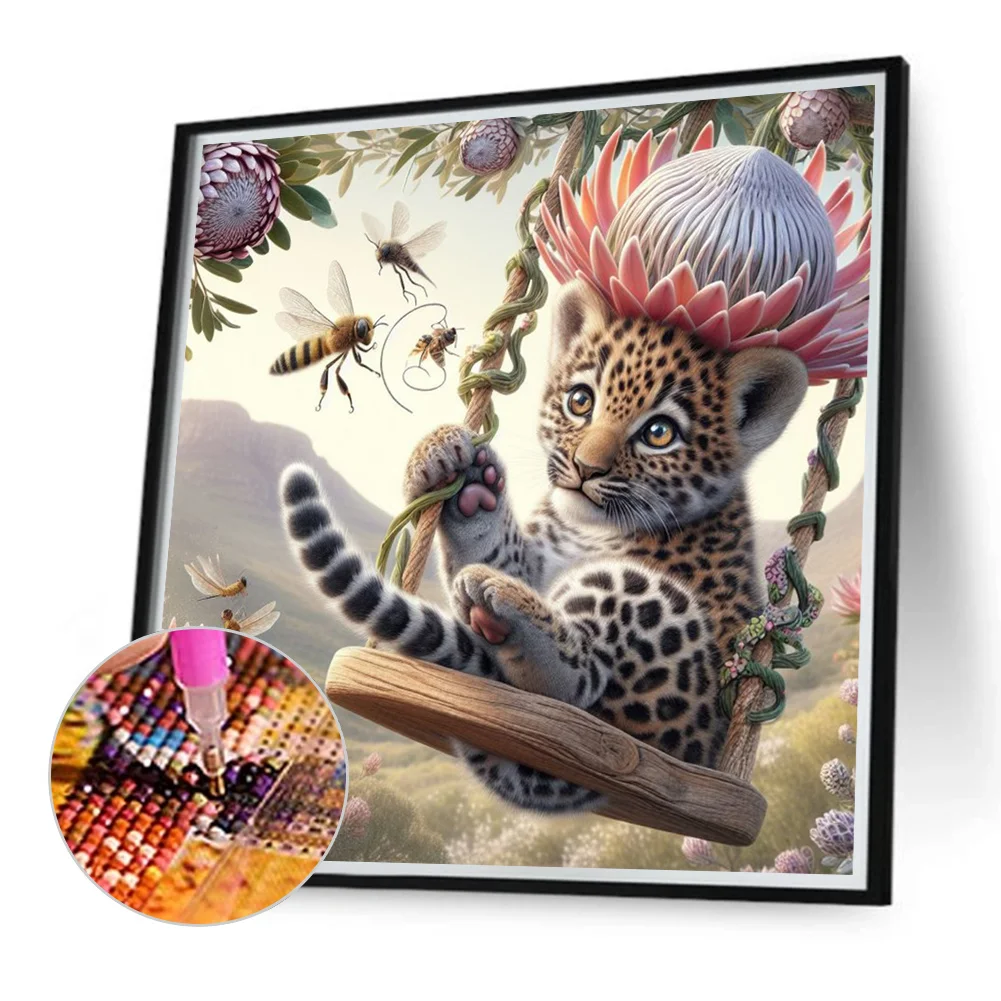 Diamond Painting - Full Round Drill - Swing Leopard(Canvas|40*40cm)