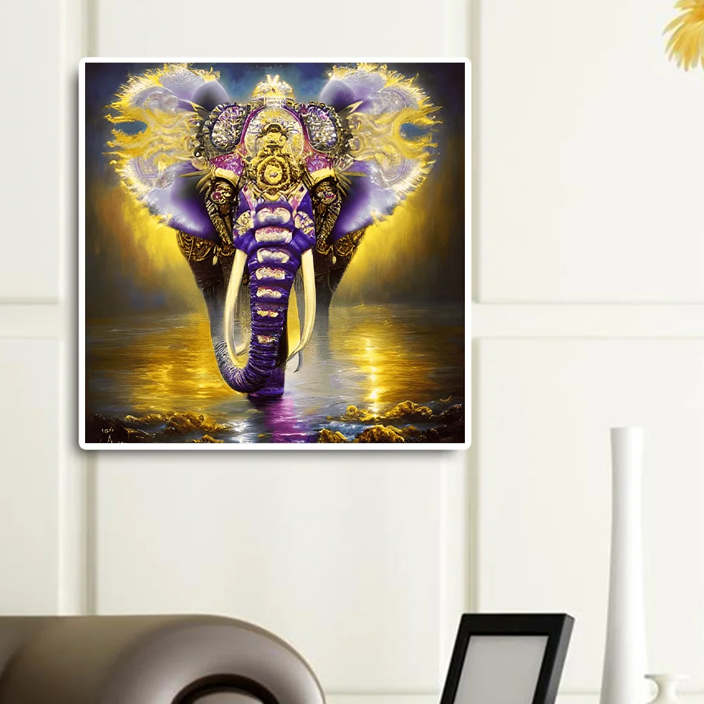 Full Round Diamond Painting 30*30cm - The Elephant Walking In The Starry Sky